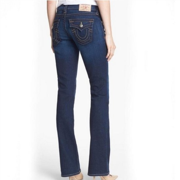TRUE RELIGION BECKY QT Dark Wash Flap Pocket Jeans Size 27 {34" inseam} - Picture 1 of 14